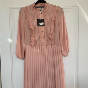 Designer pink pleated dress by love Paris Paris